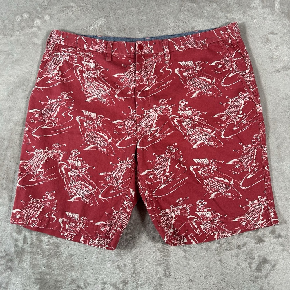 Polo Ralph Lauren Shorts Mens 42 Koi Fish AOP Red Relaxed Fit Cotton Chino